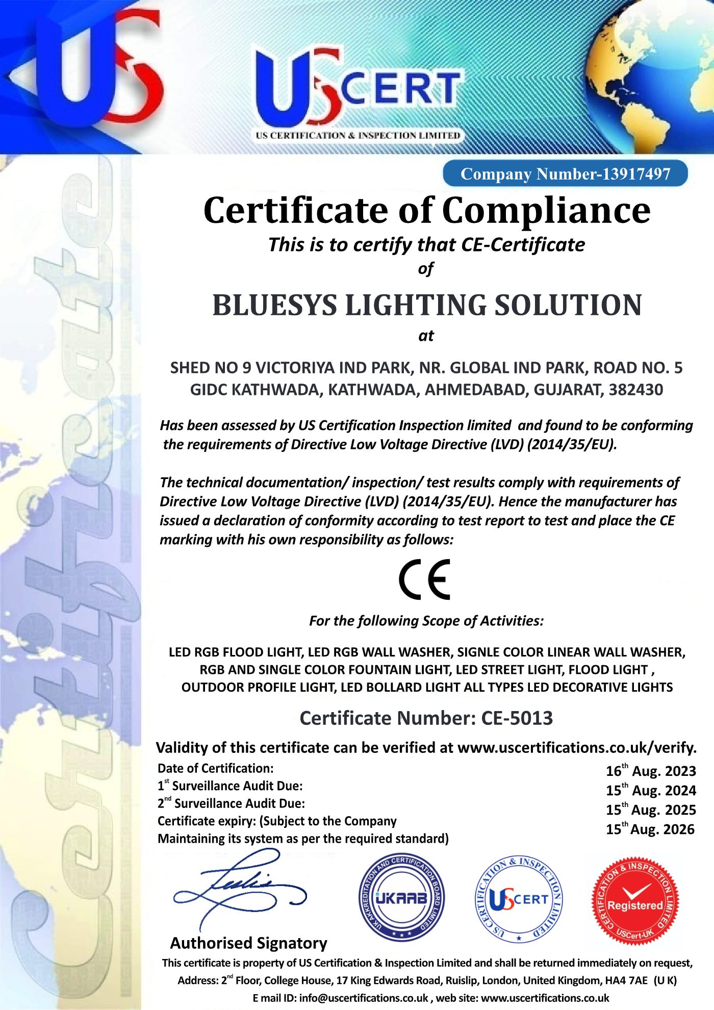 CE — Low Voltage Directive certificate