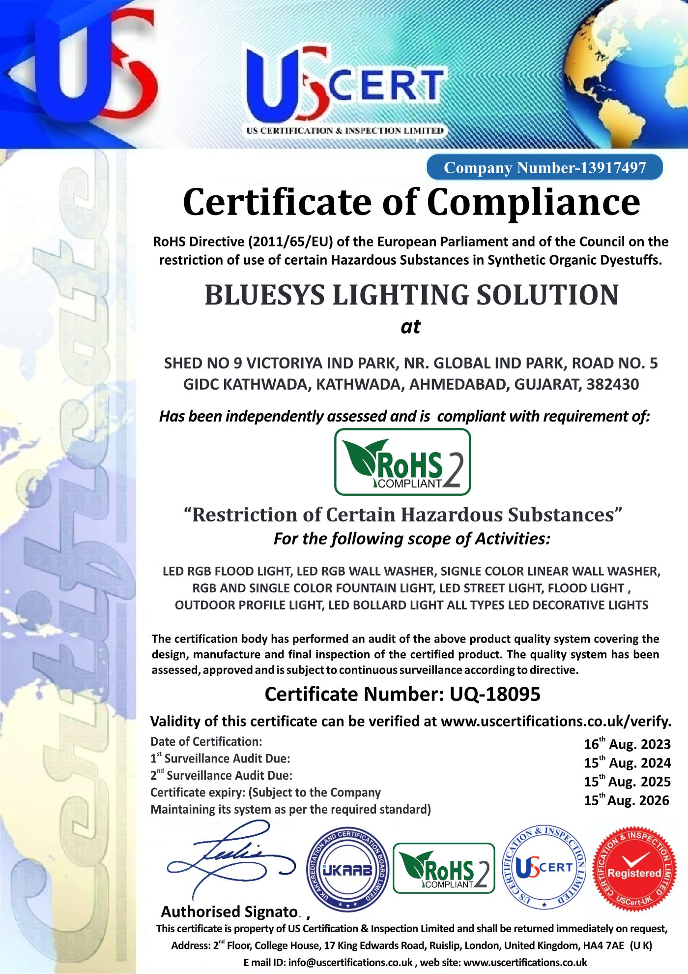 RoHS Compliance certificate